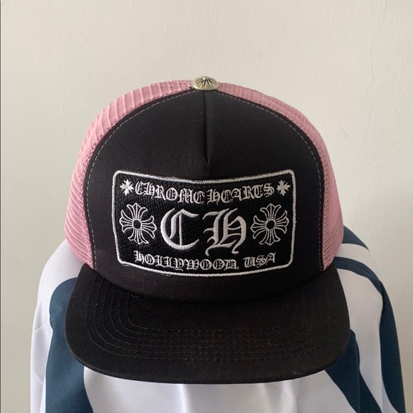 Chrome Hearts Black and Pink Trucker Hat